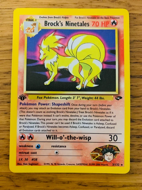 1st Edition Brock's Ninetales (3/132) Holo Gym Challenge Pokemon Card! FREE P&P!