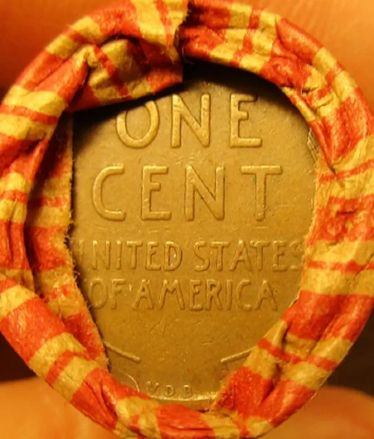 Lincoln Wheat Penny Roll   Capped with 1909 VDB and Unc Looking Wheat Cent Ends 3
