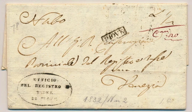 LOMBARDEI-VENETIEN 1832 Brief (Inhalt) PIOVE nach VENEZIA. Schön und attraktiv!