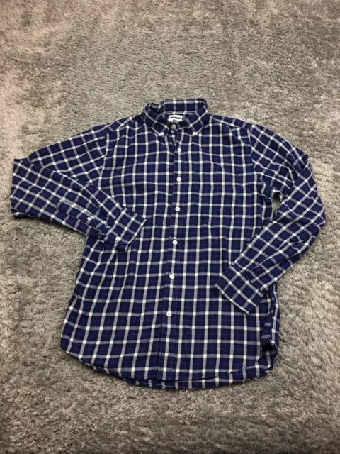 Old Navy Flannel Button Up Shirt Mens Size Small Blue Plaid Red Long Sleeve