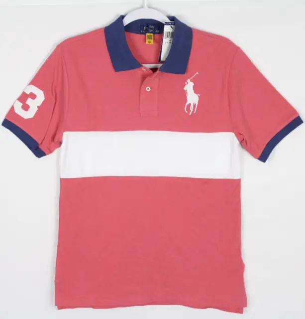 Polo Ralph Lauren Boys Big Pony Mesh Polo Short Sleeve Large 14-16 Red Blue