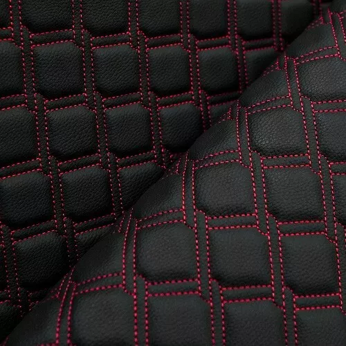Luxury Bentley Quilted Diamond Stitch Embossed Artificial Faux Leather  Upholstery Fabric by the Metre 