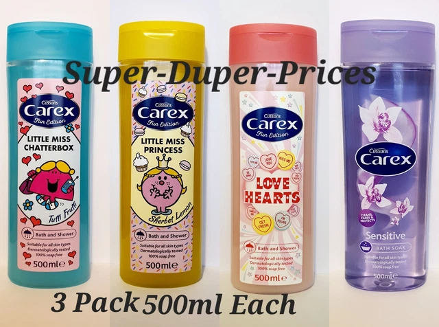 CUSSONS CAREX BATH And Shower Gel 3 Pack 500ml Suitable For All