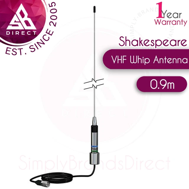 Shakespeare Skinny Mini Antenna VHF 0,91 M Acciaio Inox E Cromo Per Barca