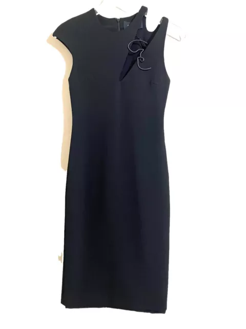 Cushnie Et Ochs Black Pencil Dress Cap Sleeve Twist Cutout SZ 2 NWT $1,645