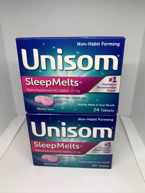 Lote de 2 Unisom SleepMelts Sabor a Cereza Noche Ayuda para Dormir DERRETS (w16)