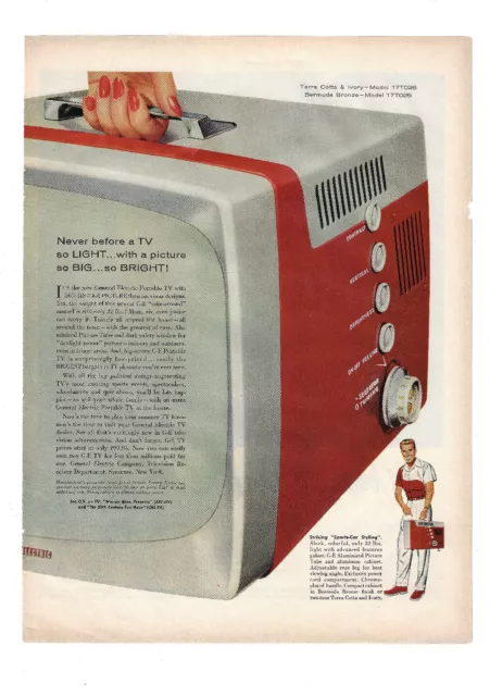 Print Ad Television Advertising GE General Electric Portable Vintage TV 1950s 3