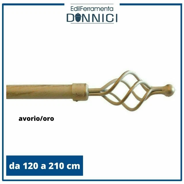 Bastone Tende Estensibile da 16 mm 67-307 cm, Bastone per Tende Nero