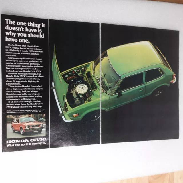 Vintage Print Ad Honda Civic Cvcc Sports Illustrated Feb 24, 1975