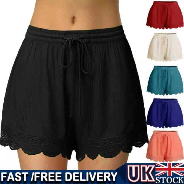 Womens Ladies lounge Beach Summer Shorts Cotton UK Size 8 10 12 14 16 18 20 22