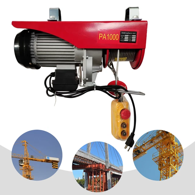 110V 2200lbs Electric Cable Hoist Crane Winch Garage Lift Wired Remote Control