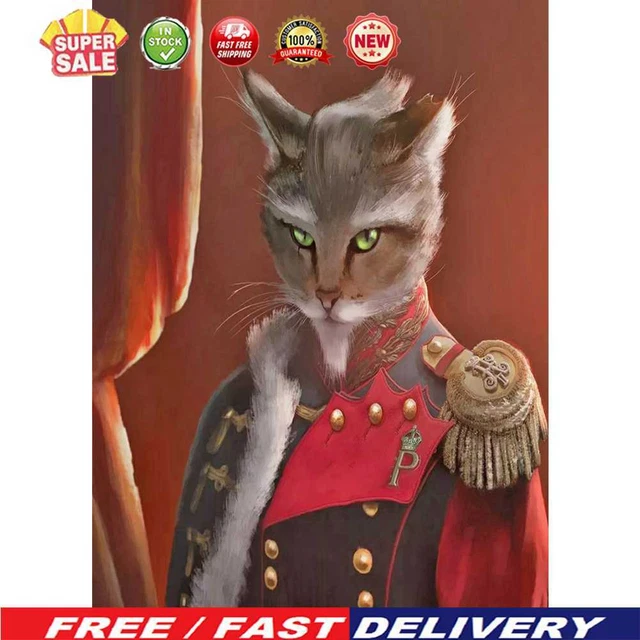 (DE5761) Pintura de Diamantes Retrato de Gato Real Cuadro Completo de Estrás (B526)