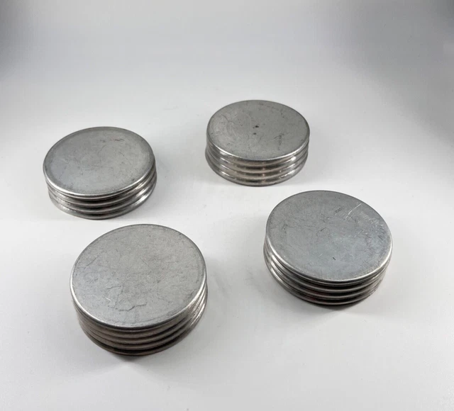 Vintage Aluminum Lids Hoosier Spice Jar Replacement Screw Top Lids 4 Piece Lot