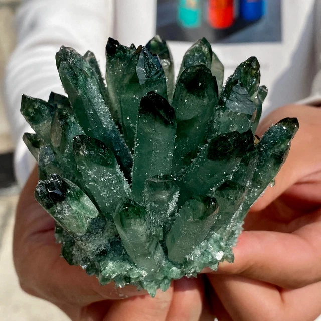 352G New Find Green Phantom Quartz Crystal Cluster Mineral Specimen Healing 15