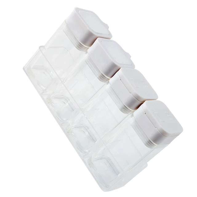 Juego de frascos de condimento transparente caja de condimento cuatro tapas de contenedor transparente agitador de sal