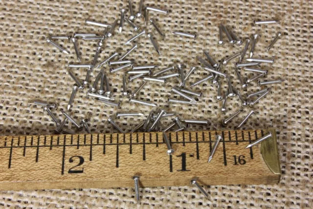 1/4” Nickel on solid BRASS BRADS 50 NAILS 20 gauge Escutcheon pins tiny head