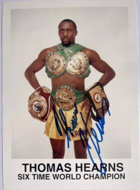 Thomas Hearns signiert USA Box WM Champion Karte Signatur Autogramm Signed Orig.