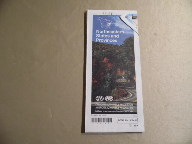 MAP OF NORTHEASTERN States and Provinces / USA & Canada / Circa 1995 £5