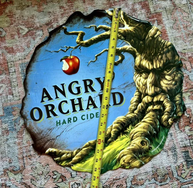 Angry Orchard Hard Cider Round Tree Logo Metal Tin Beer Sign Bar Garag Cave 2014