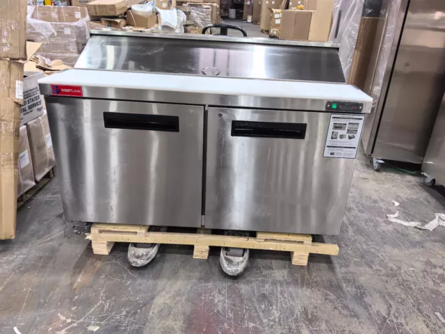 60" Stainless Steel Sandwich Prep Table with dent, Refrigerated Prep Table
