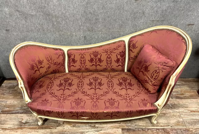 Banquette dormeuse - recamier style Louis XV en bois laqué et doré vers 1880