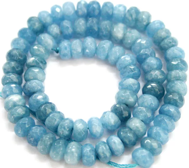 5x8mm Faceted Natural Aquamarine Gemstones Loose Beads 15" AAA 2