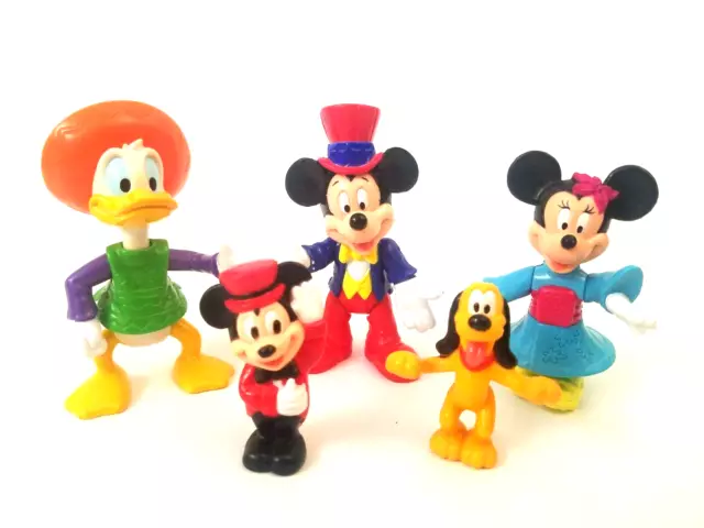 Vintage Disney Mickey Minnie Mouse Donald Duck Pluto Figures Toy Cake Topper Lot