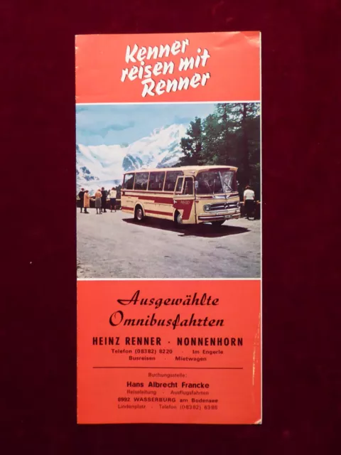 Fahrplan Omnibusfahrten Renner aus Nonnenhorn, um 1969