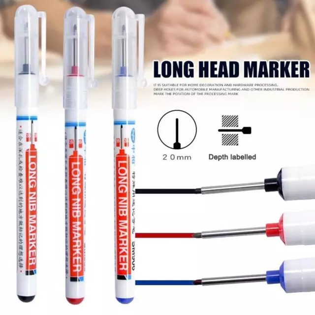 Long Head Markers Woodworking Decoration Multi-purpose Deep Hole Marker Pens DE