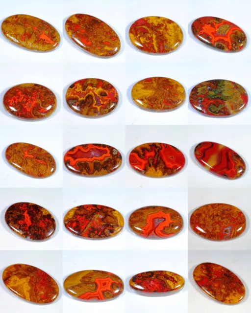 Top Natural Red Moss Crazy Morocco Seam Agate Oval Cabochon Gemstone Fs-