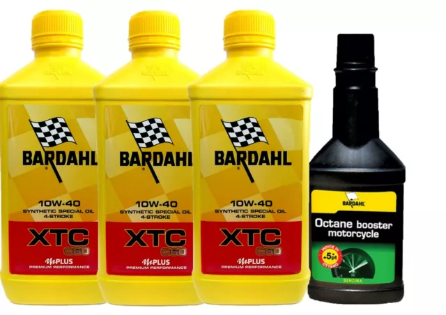 3 Litri Olio Motore 4T Bardahl Xtc C60 10W40 Omaggio Octane Booster 150 Ml Moto