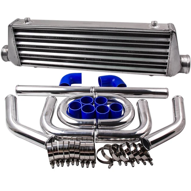 INTERCOOLER 550X180X65MM + 2.5'' Aluminium Piping + Blue Silicone Hose