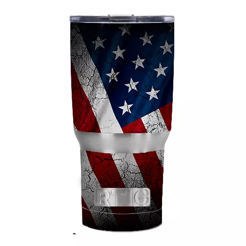 Skin Decal for RTIC 20 oz Tumbler Cup (5-piece kit) / American Flag distressed