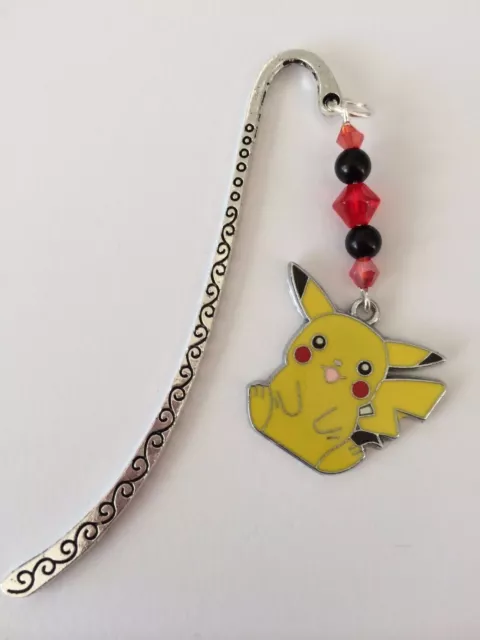 PIKACHU POKEMON  BOOKMARK TIBETAN SILVER  ENAMEL CHARM GREAT PRESENT IN Gift Bag