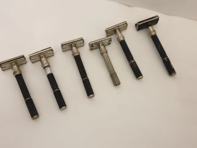 Lot Vintage Gillette Safety Razor 1-9 Adjustable Made In Usa For Repair Or Parts