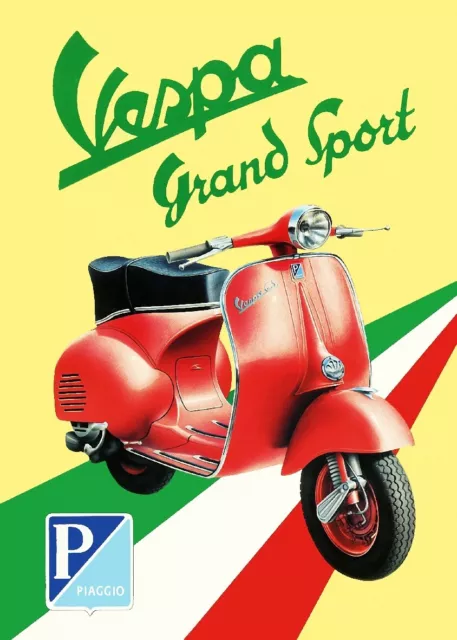 Scooter Vespa Piaggio Grand Sport - POSTER HQ 50x70cm d'une AFFICHE VINTAGE