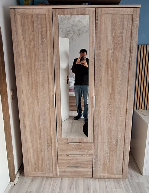 Forte WEXLIN Kleiderschrank 90 - 2 Drehtüren, 193cm Hoch | Kaschmir/Beige | Mitwachsendes Möbel