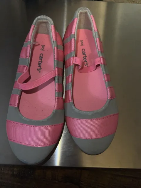 Carters Shoes Toddler Girls Flats Size 8 Pink Grey