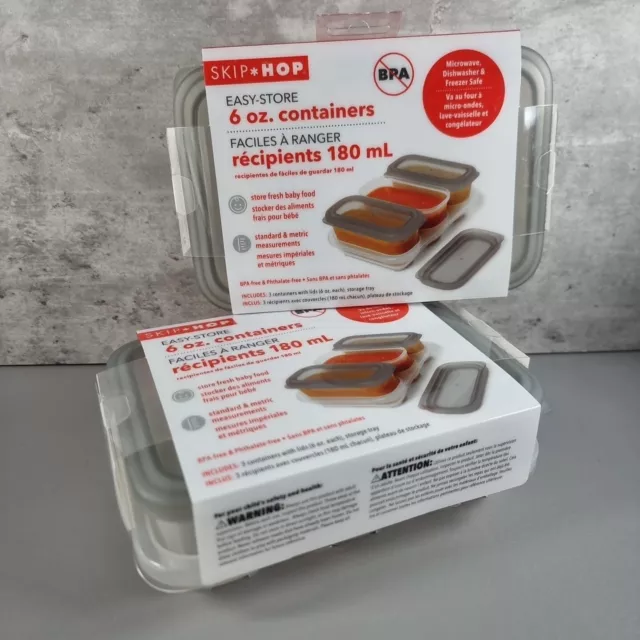 2 x Skip Hop Easy Store 3 x 6 Unzen Babynahrung Behälter mit Deckel & Aufbewahrung Tablett
