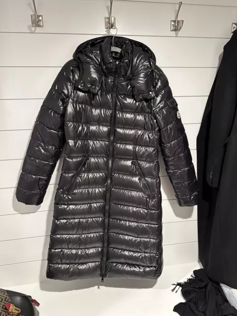 Black Moncler Moka Long Hooded Down Puffer Parka Coat Jacket 100% Authentic