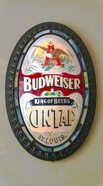 Budweiser King Of Beers Vintage St. Louis On Tap Sign 32" Oval