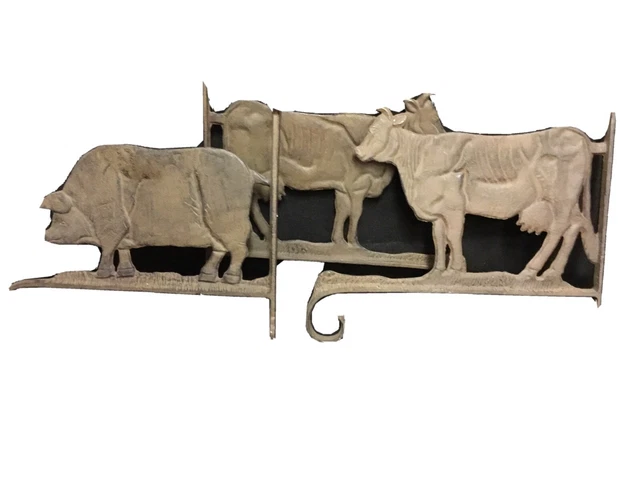Vintage Cast Iron "Nice Patina" Solid Cow Or Pig Hangers Lot Of 3 To Choose From