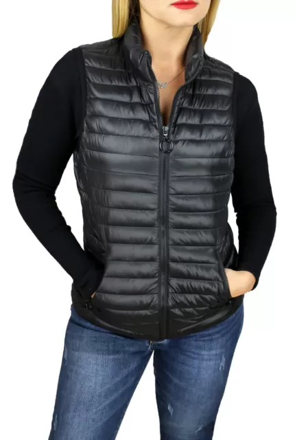 PIUMINO SMANICATO DONNA INVERNALE NERO SLIM GIACCA GILET GIUBBOTTO da S a XXXL