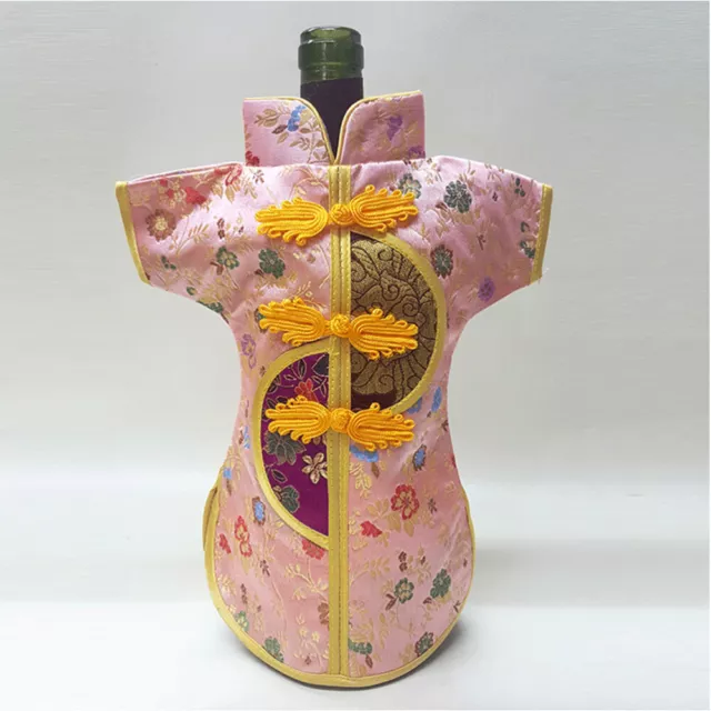 1 pieza Estilo chino Cheongsam Botella de Vino Cubierta China Vestido de Seda Bolso Botella de Vino