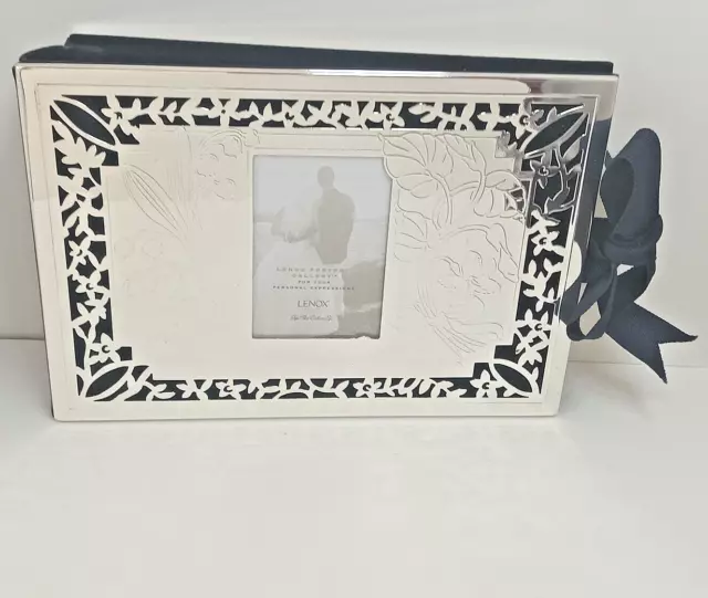 LENOX Photo Album Silver Plated Filigree Wedding Holds 80 Photos 4x 6"