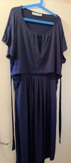 Jojo Maman bebe maternity Breastfeeding Nursing Blue Stretch Layer dress Size M