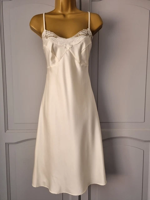 Slip Completi Donna Vintage St Michael Crema Seta Poliestere Raso Taglia 14