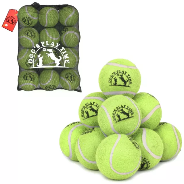 Dog & Puppy Tennis Balls High Tough Bounce Throw Fetch Catch Play Pack Of 6 & 12 3