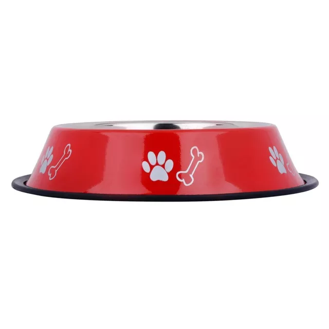 Cuenco para perro de acero inoxidable para mascotas, hueso/pata (rojo,... 2