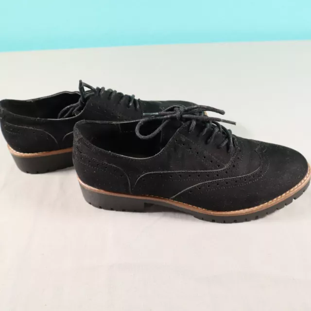 Sophie 17 Womens Black Suede Oxford Casual Lace Up Shoes Size 6.5